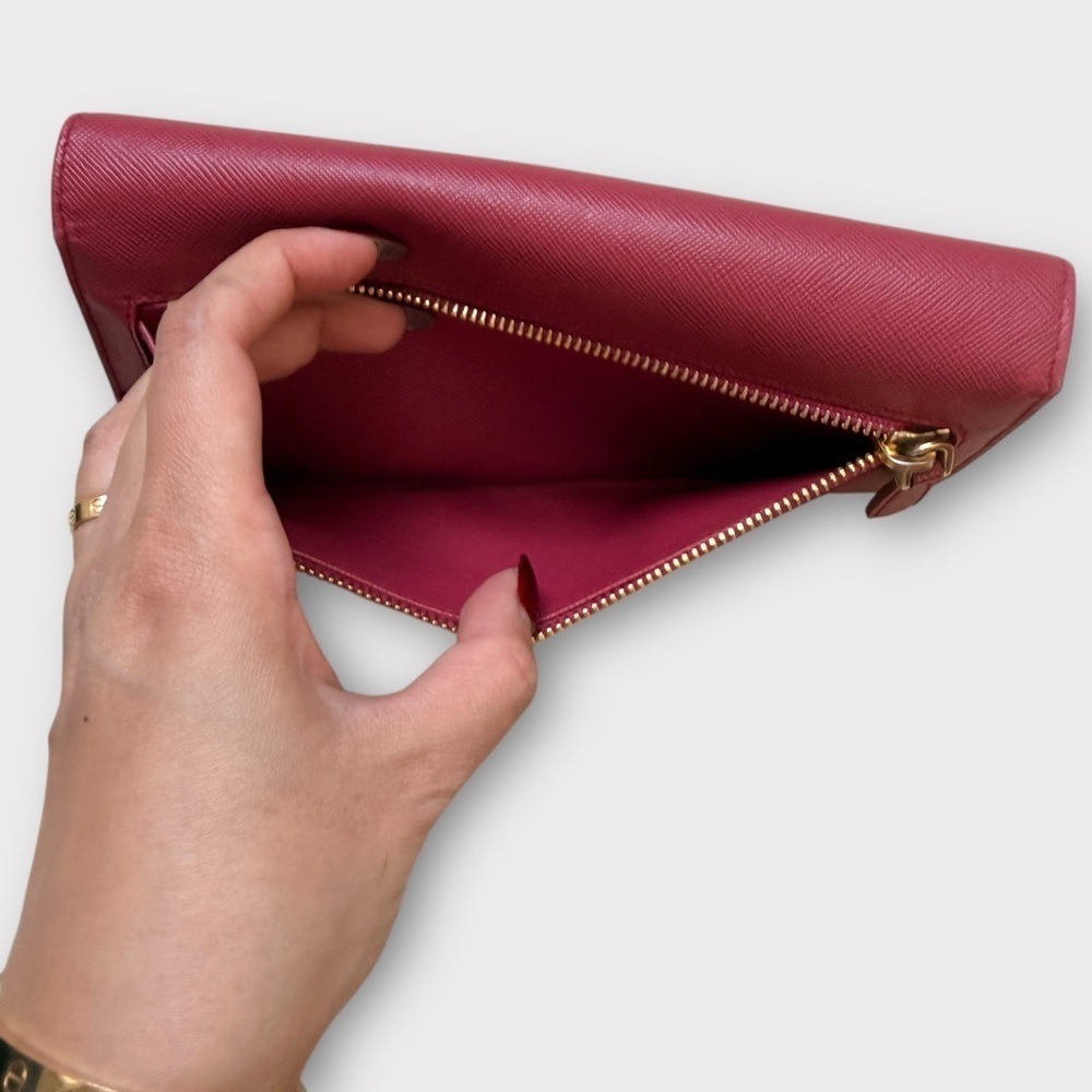 Prada Fuchsia Saffiano Leather Bow Continental Wallet - Picture 16 of 16